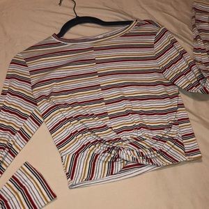❤️4/$10 Long Sleeve Asymmetrical Crop Knot T Shirt